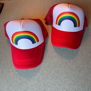 2 - Foam Red / white/ rainbow - trucker hats